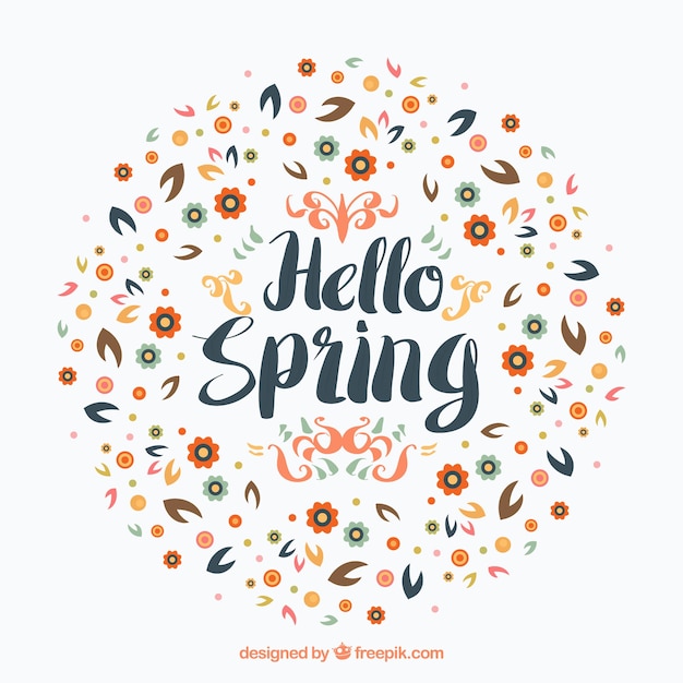 Gratis vector belettering lente achtergrond