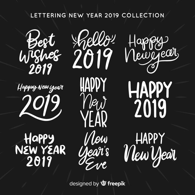Belettering nieuwjaars stickers collectie