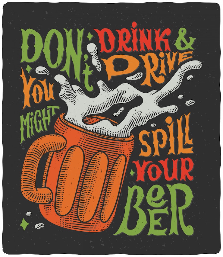 Gratis Vector belettering poster met bierpul