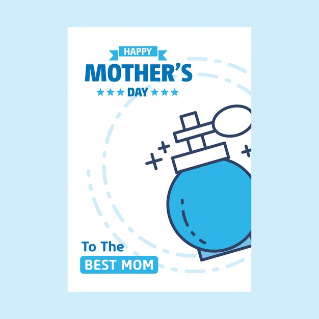 Belettering van Happy Mothers Day blauwe achtergrond