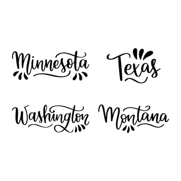 Gratis vector belettering verenigde staten stickers collectie