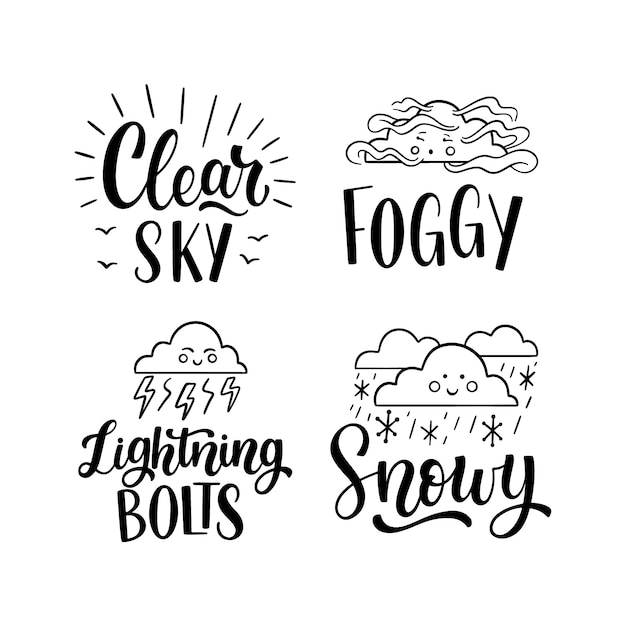 Gratis vector belettering weerstickers collectie