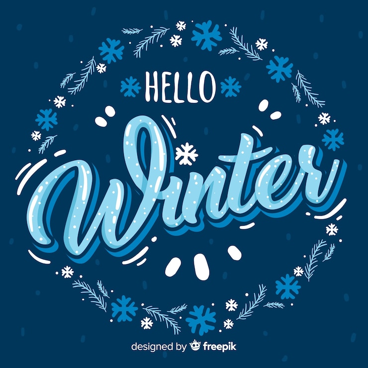 Gratis Vector belettering winter achtergrond