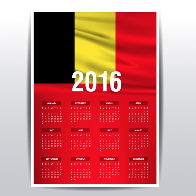 Gratis vector belgië kalender van 2016