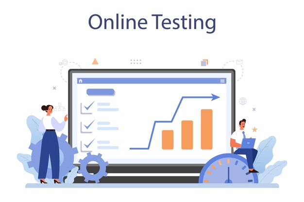 Benchmarking online service of platform Idee van bedrijfsontwikkeling en verbetering Vergelijk met concurrenten Online testen Geïsoleerde platte vectorillustratie