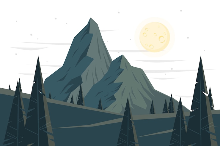 Gratis Vector berg bij nacht concept illustratie