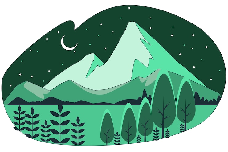 Gratis Vector berg bij nacht concept illustratie