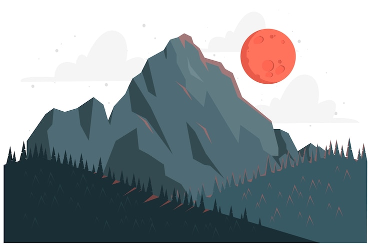 Gratis Vector berg bij nacht concept illustratie