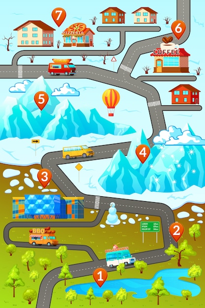 Gratis vector bergen routekaart poster