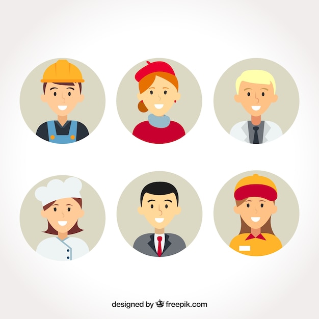 Gratis vector beroepen avatars met gelukkige gezichten