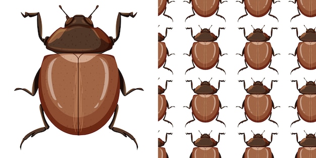 Gratis vector bertle insect en naadloos patroon