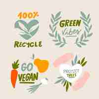 Gratis vector bescherm bomen ecologie badges hand getrokken