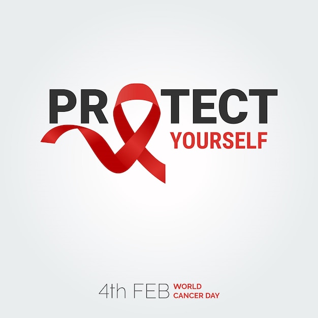 Gratis vector bescherm jezelf lint typografie 4 februari wereldkankerdag