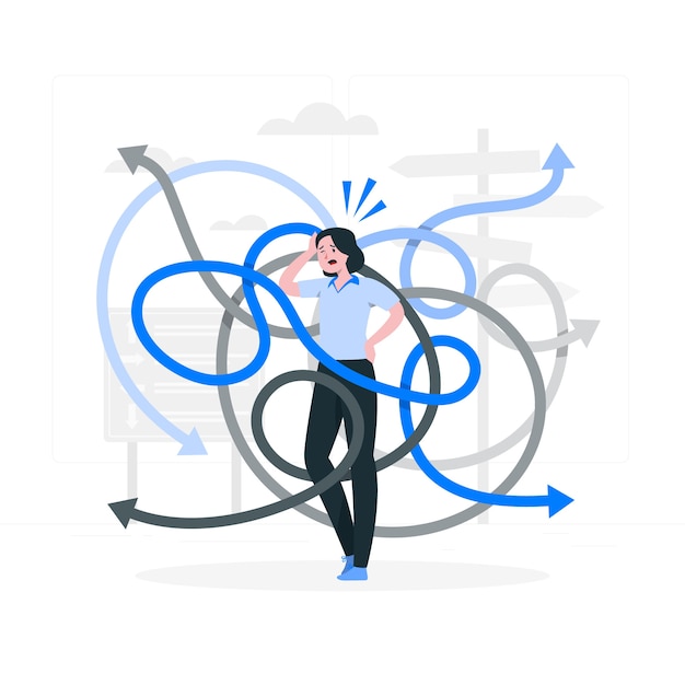 Beslissingsmoeheid concept illustratie
