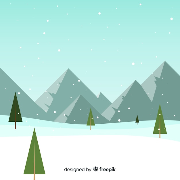 Gratis vector besneeuwde berg achtergrond