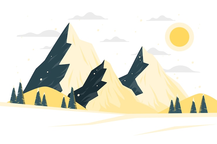 Gratis Vector besneeuwde berg concept illustratie