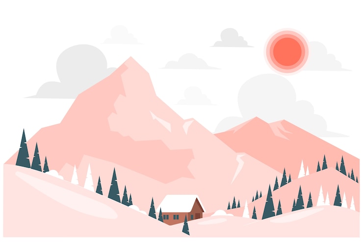 Gratis Vector besneeuwde berg concept illustratie