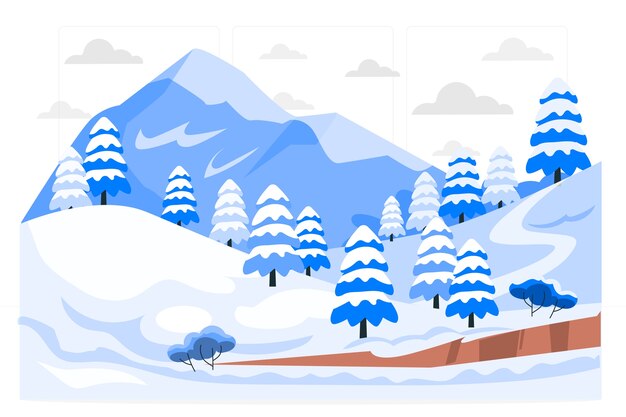 Besneeuwde berg concept illustratie