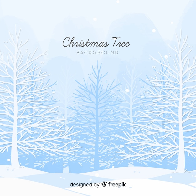 Gratis vector besneeuwde bomen achtergrond