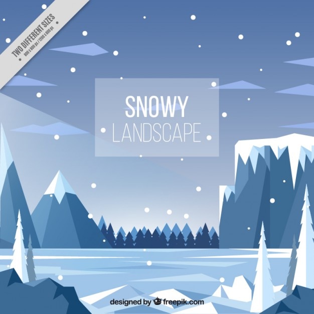 Gratis vector besneeuwde landschap achtergrond