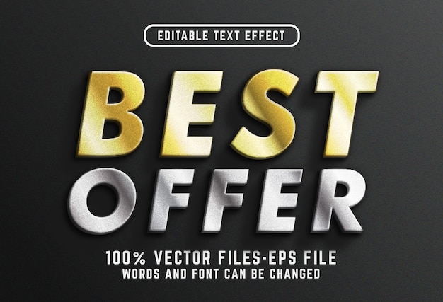 Beste aanbieding tekst. bewerkbaar teksteffect met premium vectoren in gouden stijl Premium Vector