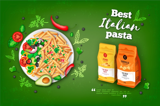 Gratis vector beste italiaanse pasta eten advertentie