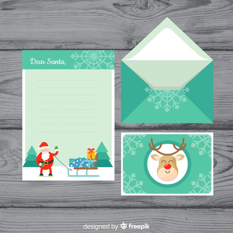 Gratis Vector beste kerstman brief en envelop set