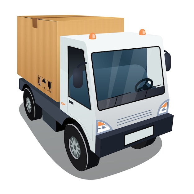 Gratis vector bestelwagen met een grote doos