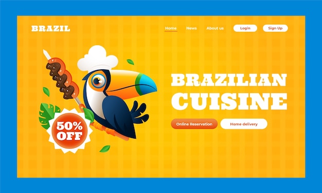 Gratis vector bestemmingspagina van braziliaans restaurant met verloop