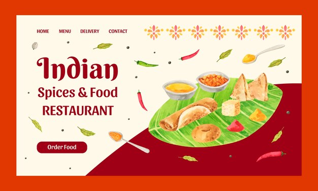 Bestemmingspagina voor aquarel Indiaas eten