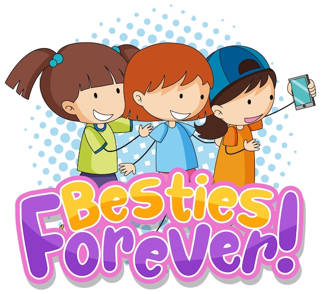 Besties forever typografie logo met kinderen