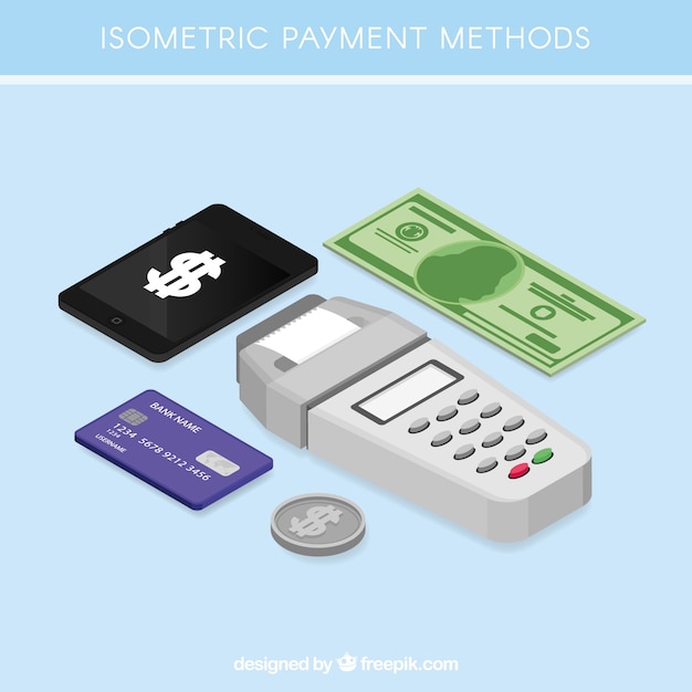 Betaalmethoden met isometrische stijl