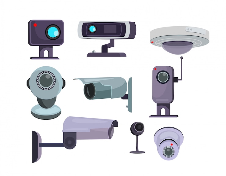 Gratis Vector beveiligingscamera set