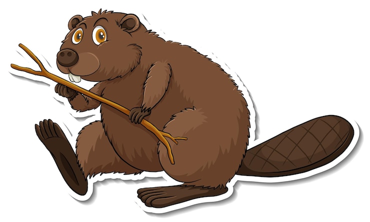 Gratis Vector bever dieren cartoon sticker