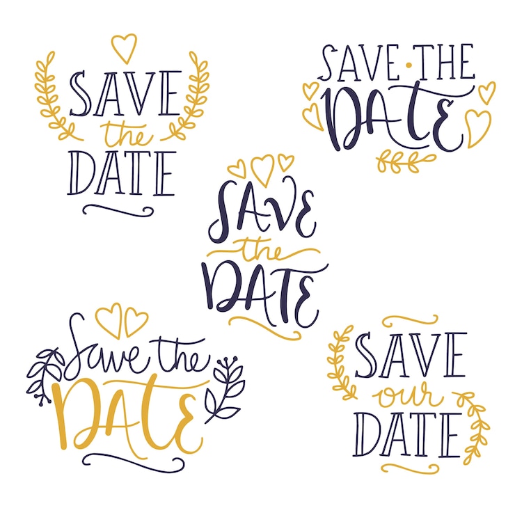 Gratis Vector bewaar de collectie met datering van letters