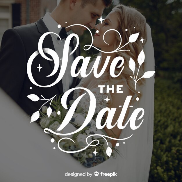 Bewaar de datum belettering op bruiloft afbeelding