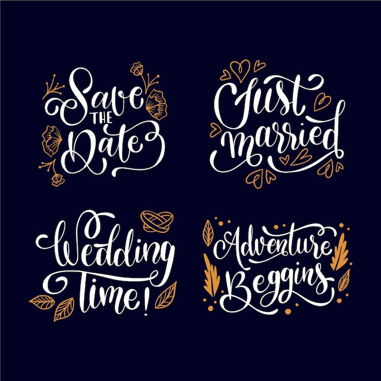Gratis Vector bewaar de datum bruiloft belettering collectie
