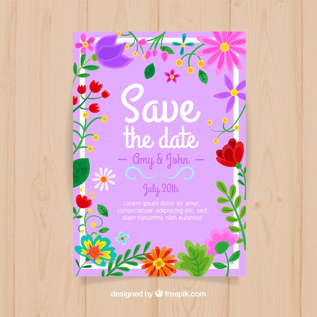 Bewaar de datumkaart met florale stijl