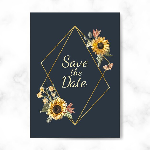 Bewaar de mockup vector van de het huwelijksuitnodiging van de datum