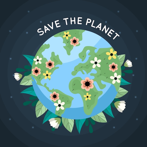 Gratis vector bewaar het concept van de planeet