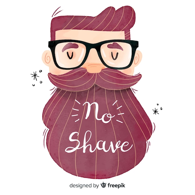 Gratis vector bewegingsachtergrond van movember met een bebaarde man