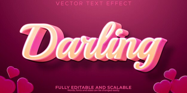 Bewerkbaar teksteffect schat romantiek 3d roos en liefde lettertype