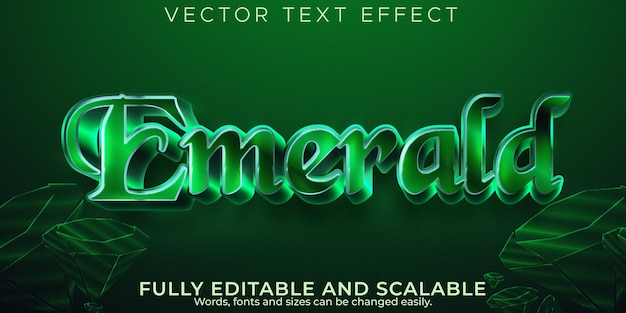 Gratis vector bewerkbaar teksteffect smaragd, 3d-luxe en gloed-lettertype