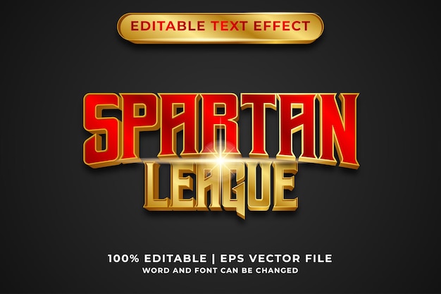 Bewerkbaar teksteffect - spartan league luxe sjabloonstijl premium vector