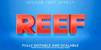 Gratis vector bewerkbaar teksteffect, tekststijl koraalrif
