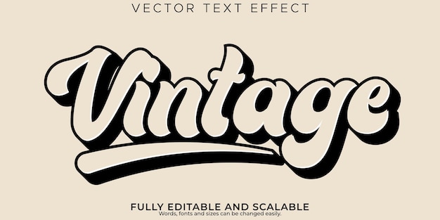 Gratis vector bewerkbaar vintage teksteffect retro tekststijl uit de jaren 70 en 80