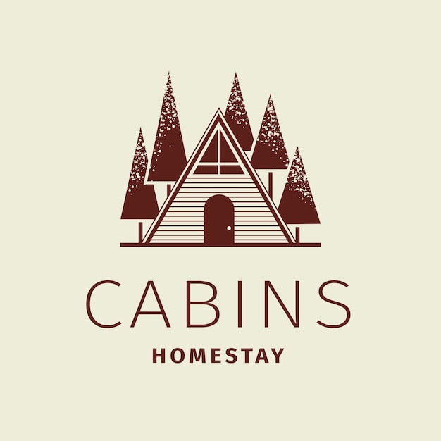 Bewerkbare hotel logo vector zakelijke huisstijl met hutten homestay tekst