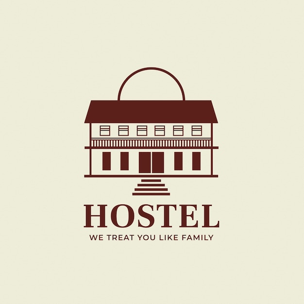 Bewerkbare hotel logo vector zakelijke huisstijl voor een hostel