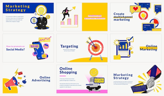 Bewerkbare marketingsjablonenvector voor geremixte media voor e-commercebedrijven die compatibel zijn met AI-set