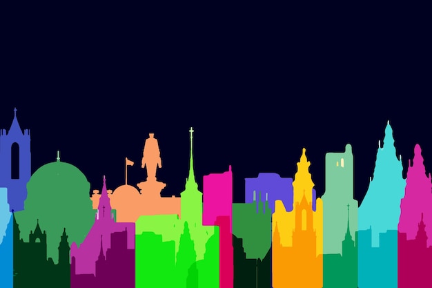 Gratis vector bezienswaardigheden skyline kleurrijke stijl